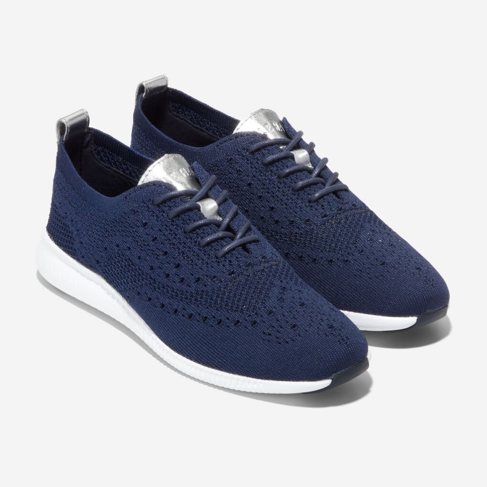 Cole Haan Women's 2.ZERØGRAND Stitchlite™ Wingtip Oxfords Size 9 Blue/Silver